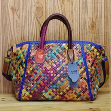 Повседневные сумки-тоут для путешествий и бизнеса, сумка на плечо из овечьей кожи, новинка, большие женские винтажные женские сумки, лоскутные клетчатые сумки