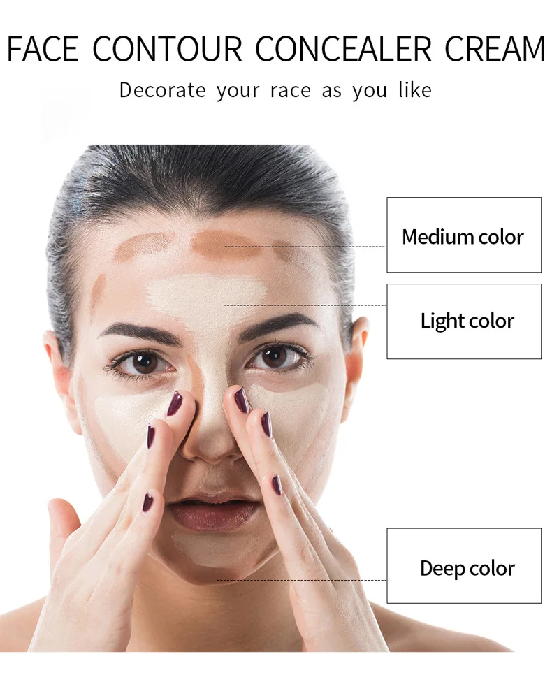 New Face Makeup Conclear Cream Waterproof Liquid Foundation Contour Stick  Base Shading Consealer Pen Focallure Cosmetic Tools