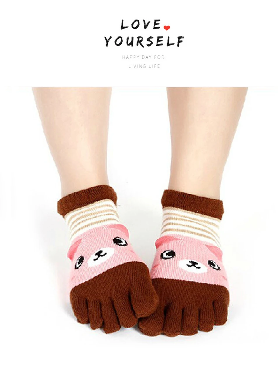 5pairslot Five Finger Toe Socks Cotton Polyester Winter Funny Socks Fashion Cute Cartoon Breathable For Girls Women Female (2)