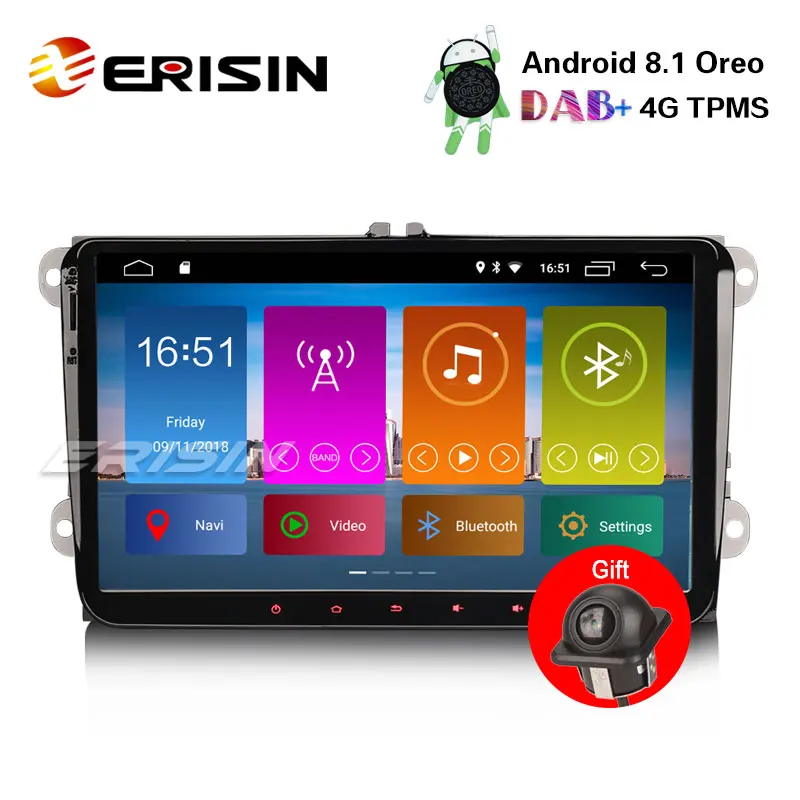 Erisin ES2891V 9 "Новая Android 8 1 автомобильная стереосистема gps Satnav DAB + 4G без DVD для VW Passat
