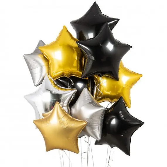 

10pcs 18 inch star Metallic Balloon Air Wedding Decoration Happy Birthday Balloon Metal colour Heart Helium Balloon