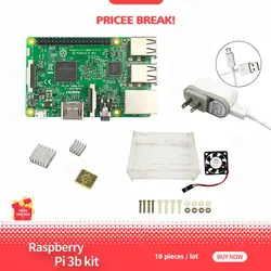 Raspberry Pi 3 комплект включает Raspberry pi 3 Model B + 5 В 2.5A США блок питания + чехол + теплоотвод Pi 3 с Wi-Fi и Bluetooth