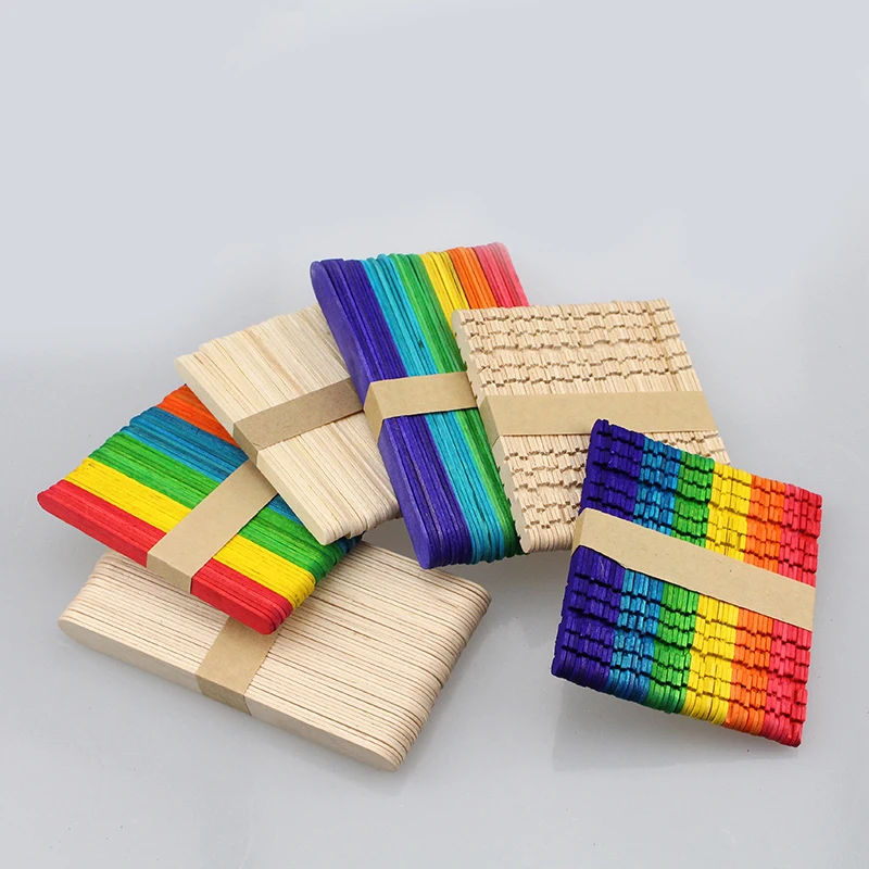 Color color ice cream bar Popsicle stick wooden sticks wooden chips educational toys for children DIY 3