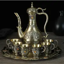 Европейский 8 шт./компл. декоративный металлический винный набор барный набор 6 Кружки винного цвета 1 баночка 1 лоток металлический Графин виски чашки для виски набор JJ097