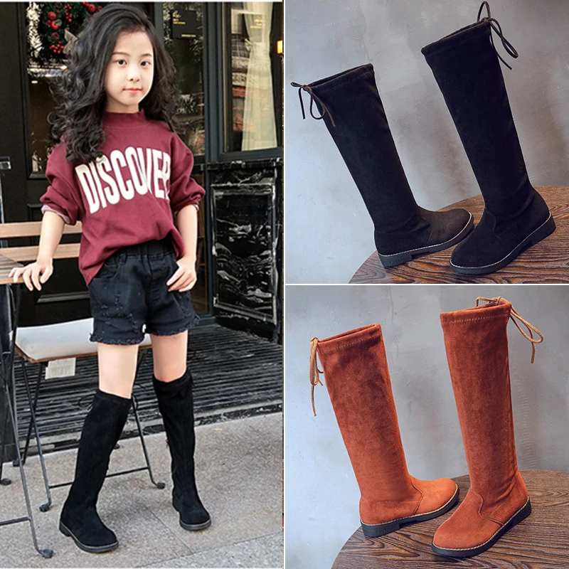 Age 3 14 Over the knee Girls High Boot For Kids Shoes Wear resistant