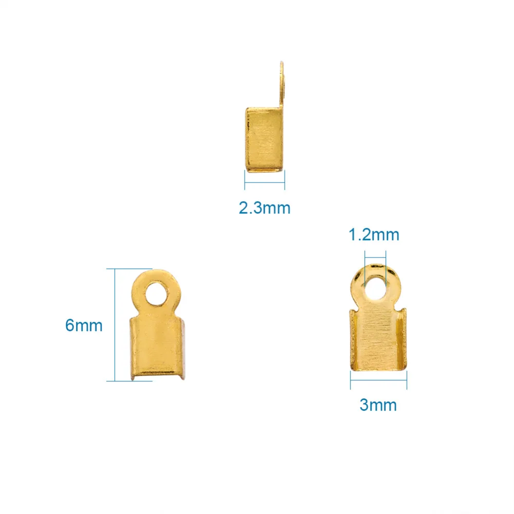 1380 шт./кор. 6x3x2,3 мм 6 цветов Утюг шнур складной кабельные зажимы советы Терминаторы для ювелирных изделий DIY Цепочки и ожерелья Браслет, отверстие: 1,2 мм
