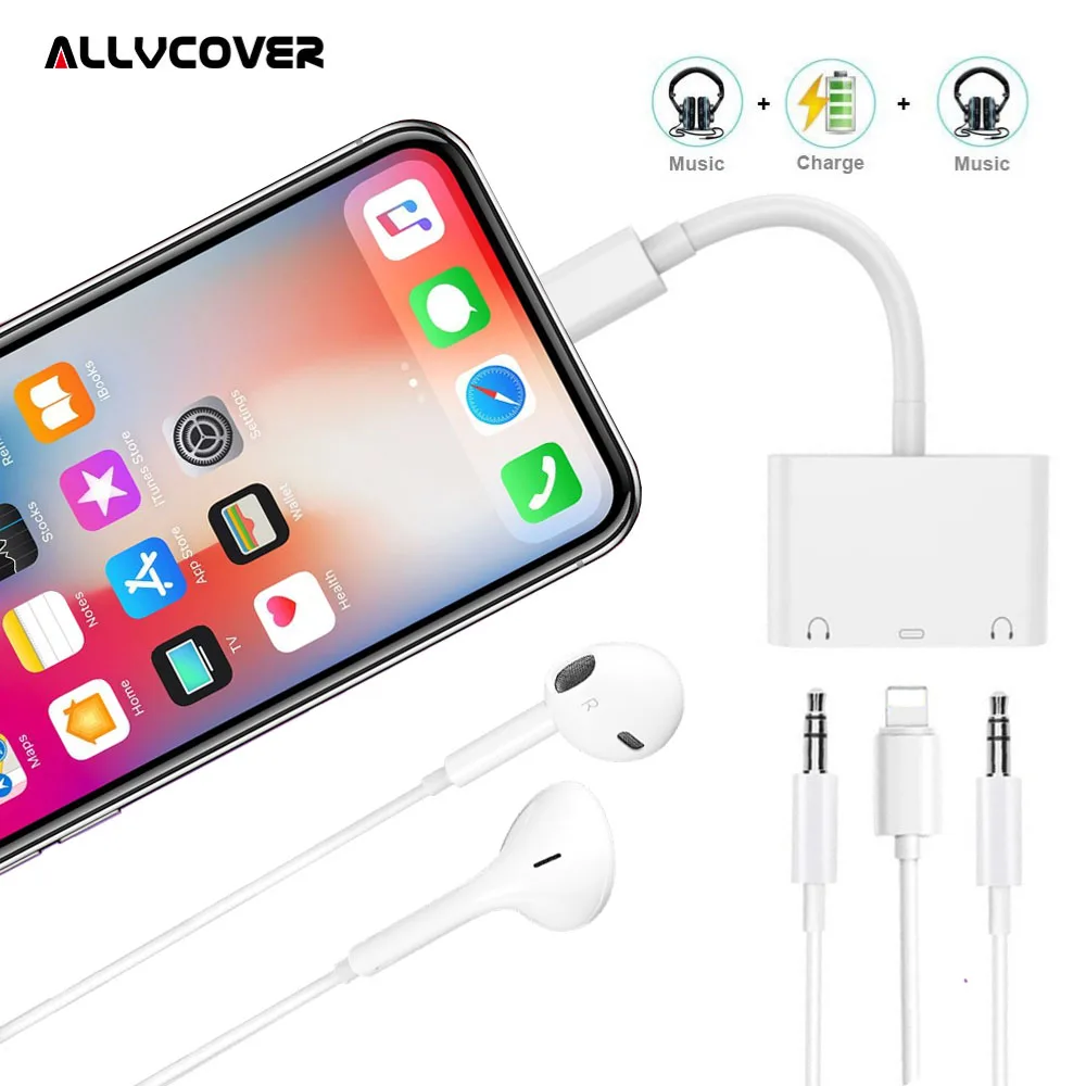 Allvcover для Lightning 3 5 мм разветвитель аудио Зарядное устройство адаптер iPhone 7/8/X