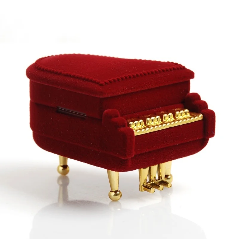 Красивая пианино коробка для кольца сережек ожерелье кулон ювелирные изделия Сокровище Подарок Чехол Свадьба(Размер: 6 см на 5 см на 3,5 см, Цвет: Красный