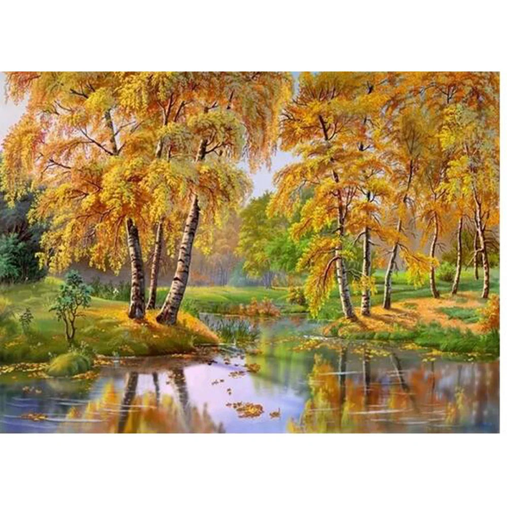 

5D DIY Diamond Painting Cross Stitch Landscape woods Home Decor Full Mosaic Crafts 3d Kit For Embroidery Needlework H859