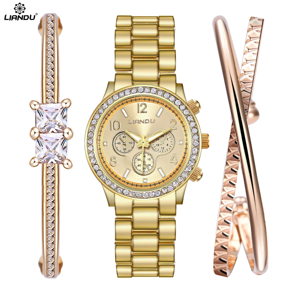 

2017 LIANDU Brand Women Watch Gold Ladies Quartz Watches Golden Women Wristwatch Relogio Feminino Montre Femme Reloj Mujer