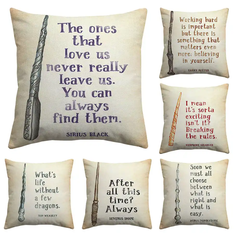 Vintage Potter Quotes Magic Wand Letter Print Cushion Covers