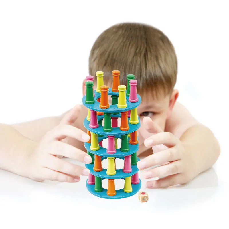 Tower Collapse Parent-child Game Wooden Stacking High Building Blocks Toys Balance Exercise Invigorating Early Education | Игрушки и