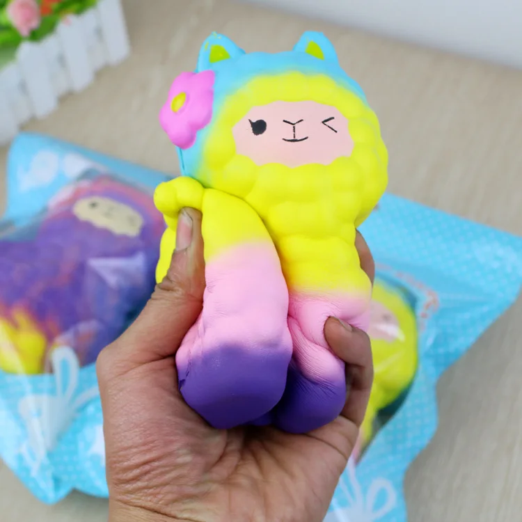 1 шт. оригинальный Джамбо 12 см Kawaii Squishy замедлить рост Bling Радуга овец/альпаки мягкие милые животные Squeeze хлеб торт Ароматические игрушки