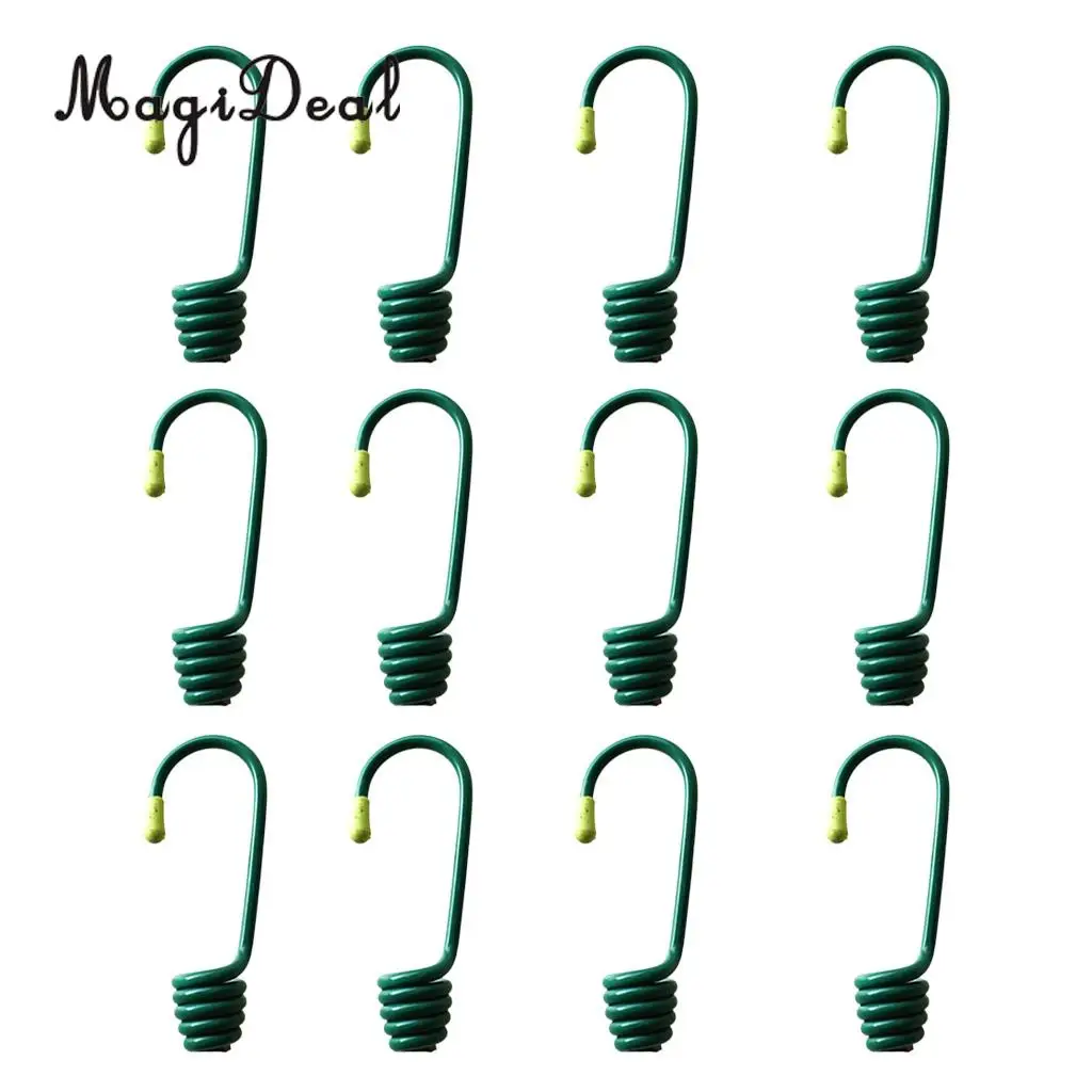 MagiDeal 12Pcs Durable Plastic Coated Iron Wire Hooks for 8mm Elastic Shock Cord Camping Tent Boat Cover Trailer Bungee Rope