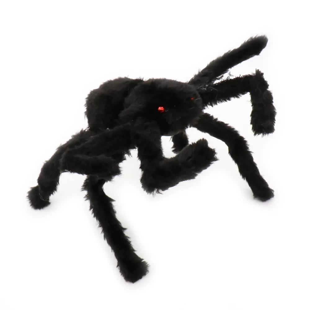 

Halloween Horrible Big Black Furry Soft Fake Spider Halloween haunted house bar Decoration Supplies Joking Toys Realistic Props