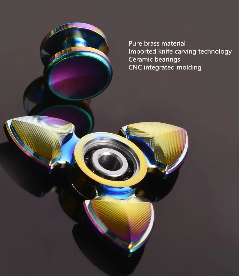 Трехлистный красочный красивый ручной Спиннер Edc Tri-Spinner из чистой латуни, антистрессовый Спиннер для детей и взрослых, фокусные игрушки