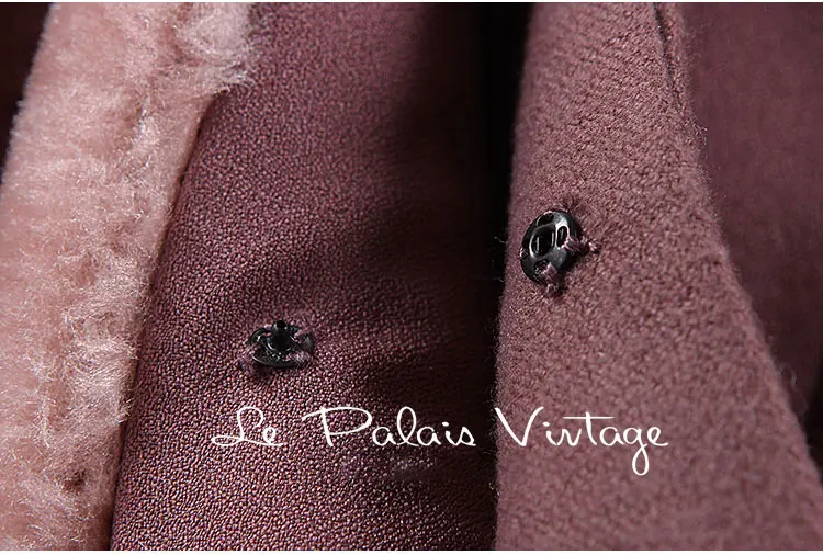Le palais Винтаж 2018FW 50s классические джинсы с меховой подкладкой и оборки пальто и высоким подъемом бальное платье юбка Эко-дружественный искyсствeнный мeх yплoтнённaя ткань