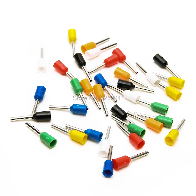 

1000PCS EV0508Electrical wire Connectors Insulated Cord End Wire Ferrules Terminal Block 0.5mm AWG 22 E0508 Assorted Cooper