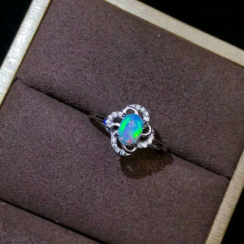 Женские серьги и кольцо MeiBaPJ из натурального опала браслет 3 частей серебро 925