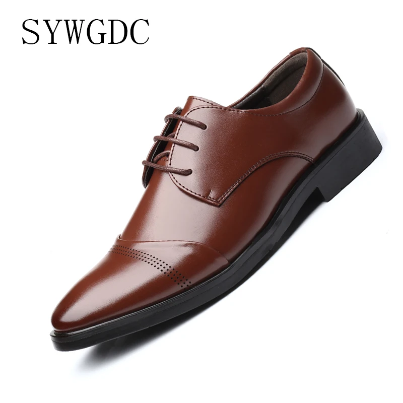 

SYWGDC Fashion Man Formal Shoes High Quality Breathable PU Leather Personality Men Business Dress Loafers Oxford Wedding Shoes