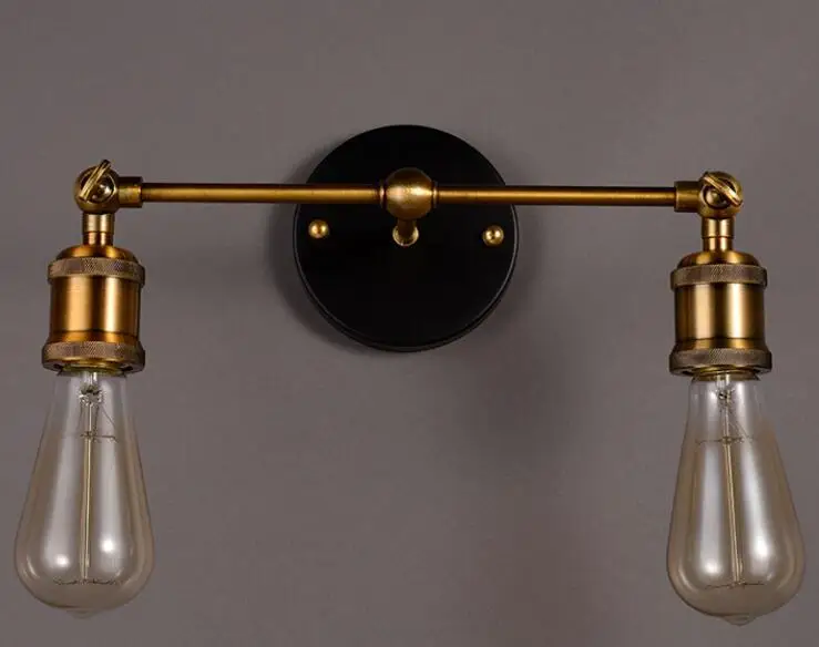 Ретро лампа Эдисона лампочка настенный светильник с вилкой E26 E27 Винтаж настенный светильник простые промышленные US EU Plug настенное освещение приспособление - Цвет абажура: 2 heads