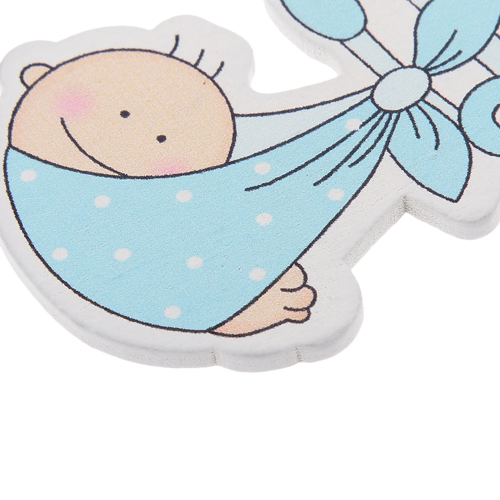 20pcs Baby Style Wooden Embellishment for Card Making Baby Shower Decor Blue