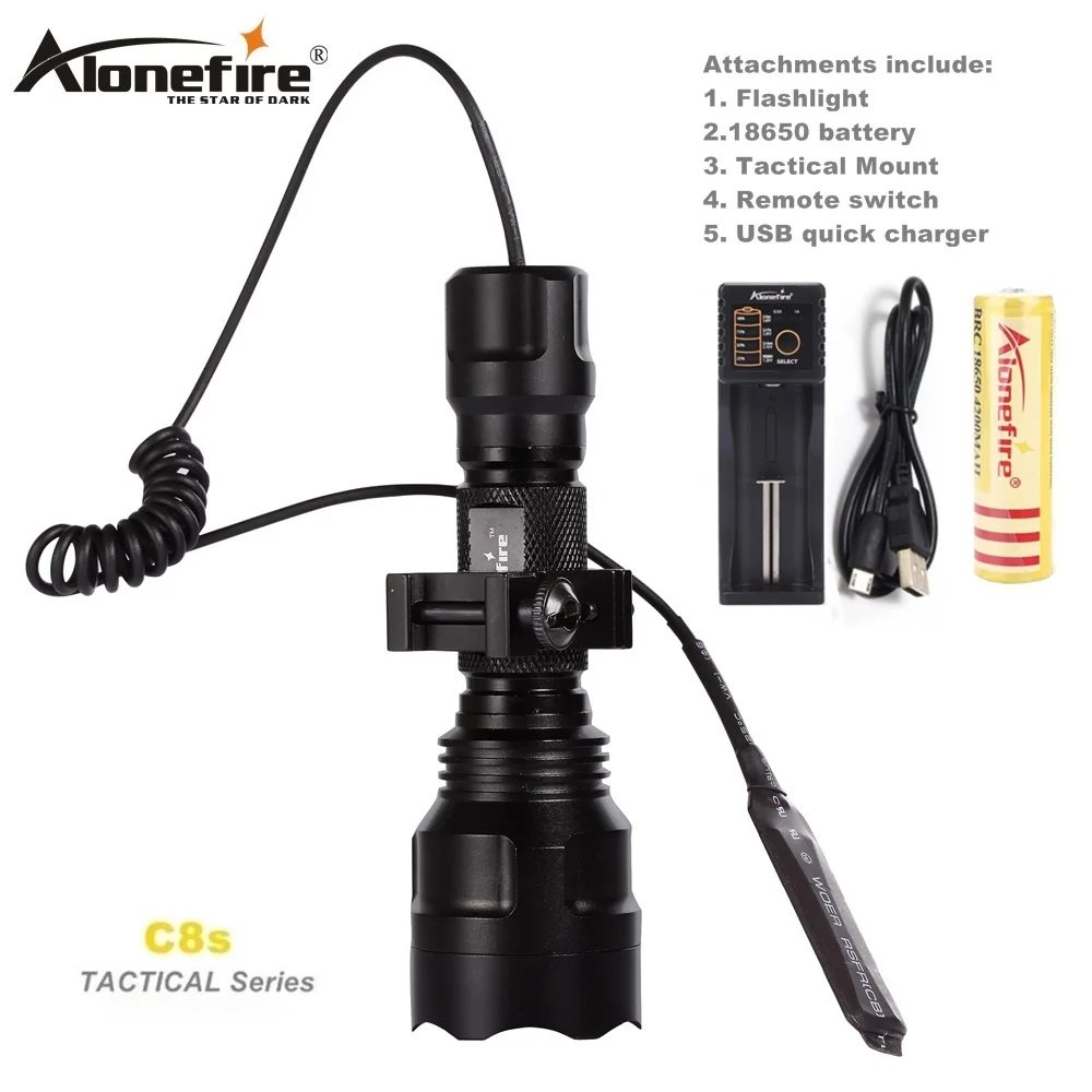 AloneFire C8 CREE XML T6 L2 U3 светодиодный тактический флэш-светильник фонарь 20 мм крепление для страйкбола прицел ружья светильник 18650 батарея - Испускаемый цвет: C8 25DK- I