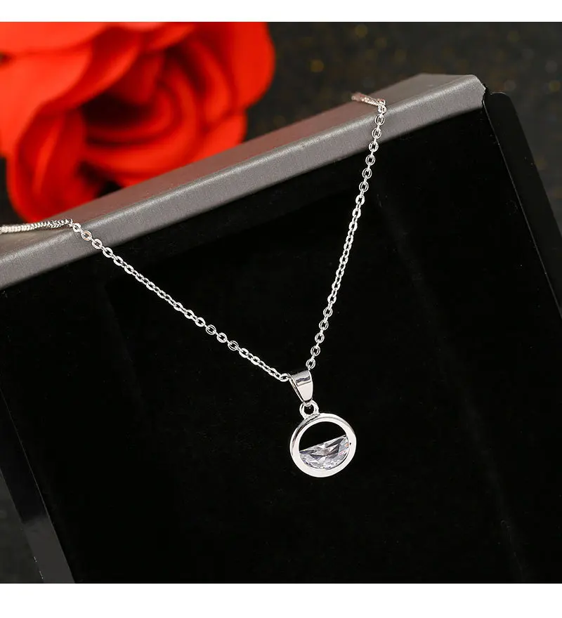 Серебряное ожерелье с цепочкой, циркониевое Хрустальное круглое ожерелье с кулоном, женские чокеры, ожерелье, ювелирные изделия, подарок на день рождения