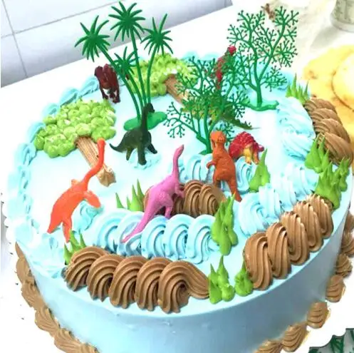 16 шт./компл. DIY торт Декор джунгли мотив динозавра верхушка для торта украшения для выпечки, торта День рождения подарки