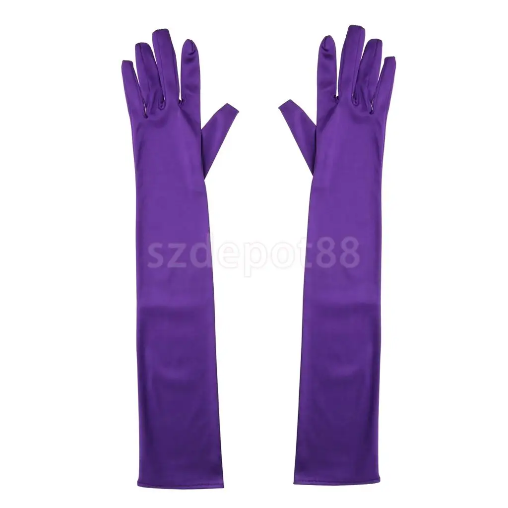 1 Pair Fashion Woman Satin Arm Elbow Long Gloves Wedding Bridal Evening Party Prom Opera Costume