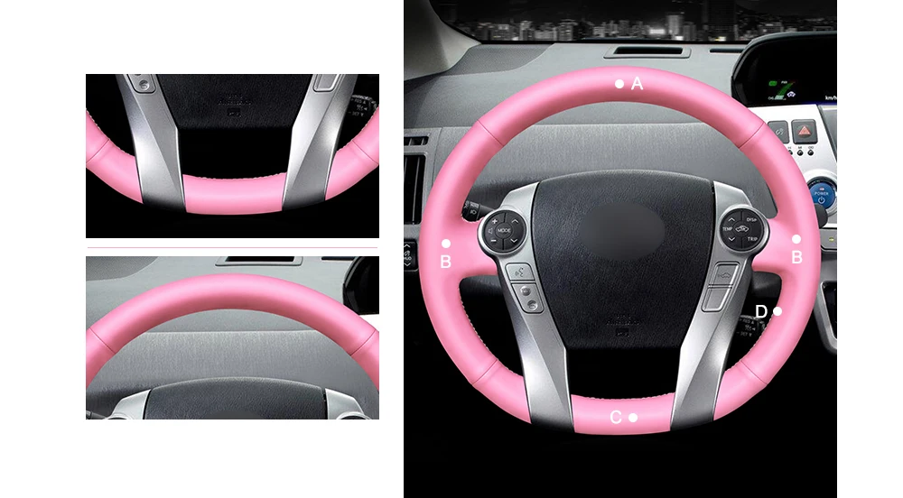 MEWANT розовый искусственный кожаный чехол рулевого колеса автомобиля для Toyota Prius 30(XW30) 2009- Prius C(US) 2012- Prius V(US