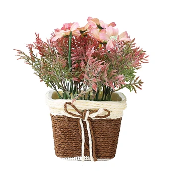 

Creative Crafts Simulation Plastic Flowers Ornaments Rope Braided Square Basin Simulation Cosmos Flower Home Decor Gifts