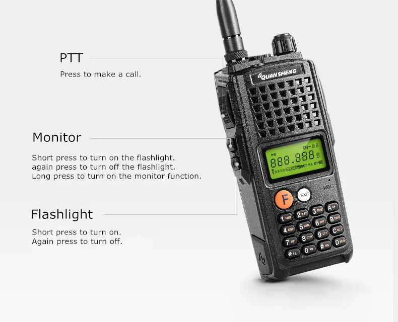 10 Вт QuanSheng TG-K10AT Walkie Talkie 10 км TG K10AT радио comunicador 10 км UHF400-470MHz дополнительный VHF диапазон двухстороннее радио 4000 мАч