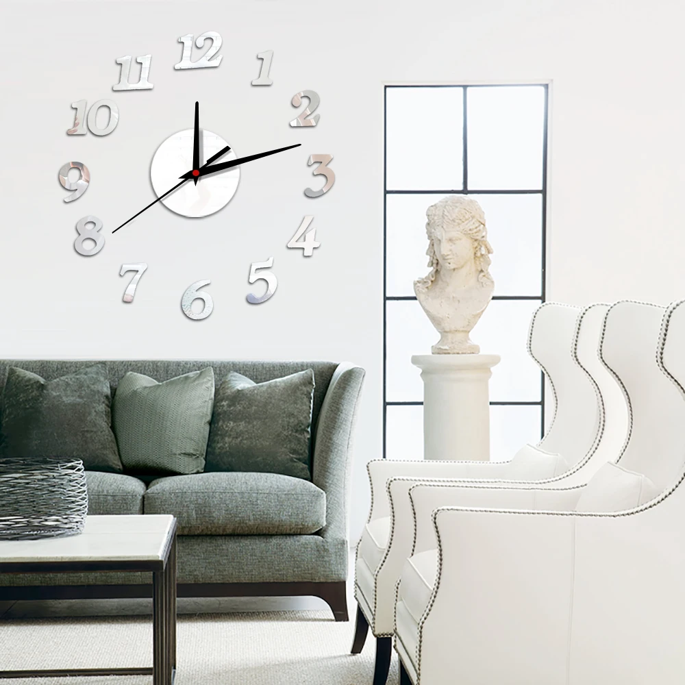 Современные Акриловые DIY настенные часы бесшумные цифровые часы для гостиной Уникальные Кварцевые Часы настенные наклейки украшение дома