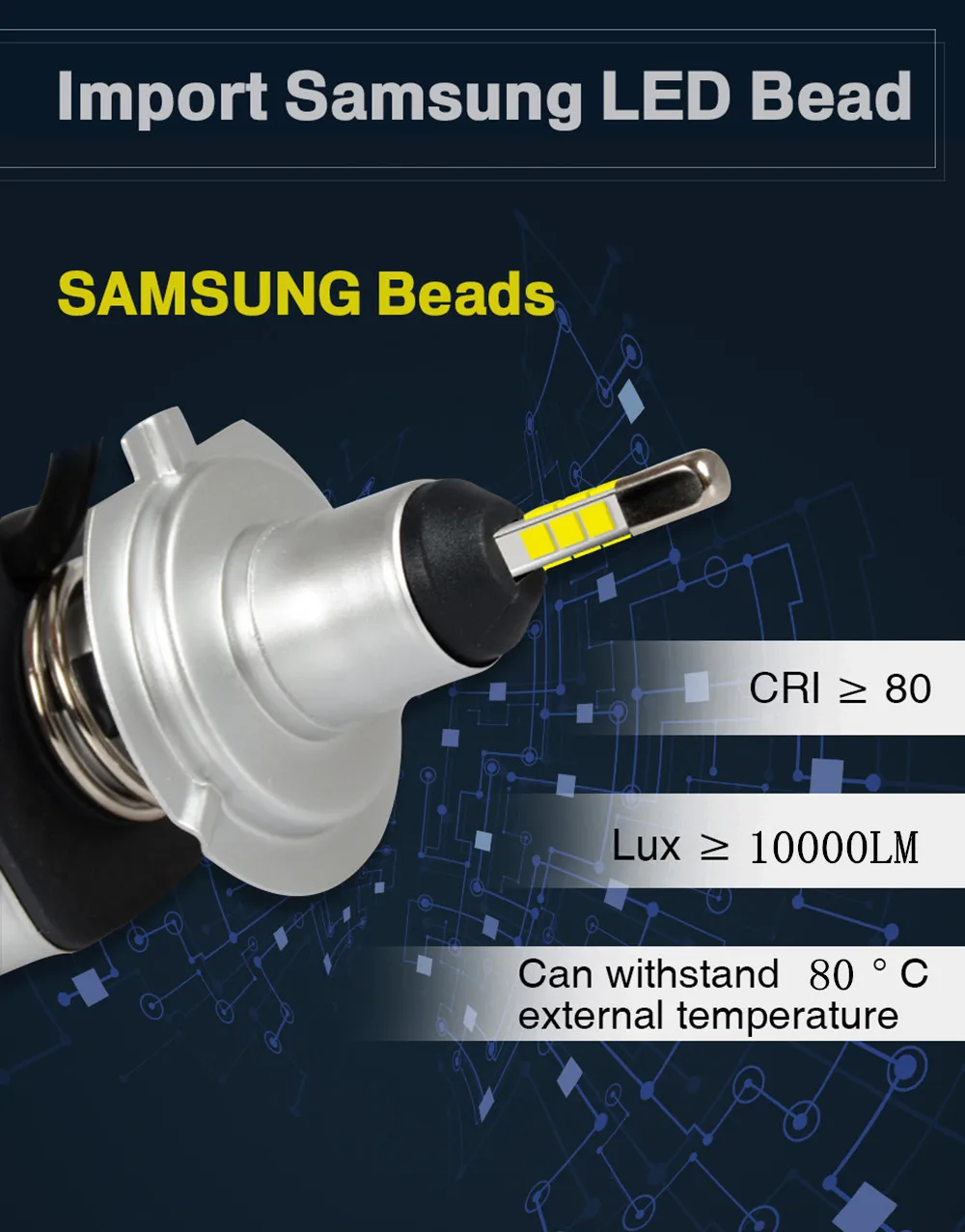 Chips da Samsung Lâmpadas dos Faróis Luzes de Nevoeiro com os Lados Mini 10000lm D2s h1 h9 H11 9005 D3s 9006 Hb4 D1s Carro 6500k 12v 4 h4 Led h7 10 Com Os Lados 4 Chips da SAMSUNG