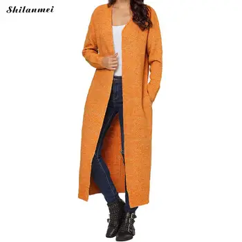 

2018 Autumn Winter Fashion Women Long Sleeve Knitting Cardigan Sweater Solid Women Knitted Female Cardigan Long Pull Femme Xxl