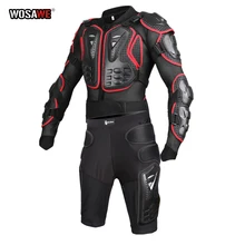 WOSAWE Motorcycle Jacket Armor Protective Gear Motocross Racing Body Armor Jacket+Short Pants Chest Back Protector and hip Pad