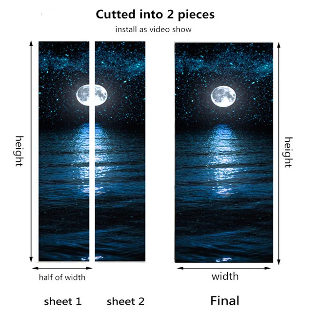 Креативные наклейки на двери из цельного куска для гостиной, самоклеящиеся ПВХ, Индивидуальный размер, 3D обои, деревянные наклейки для ремонта дверей - Цвет: 024-cutted into 2pcs