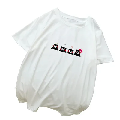 Kpop Kawaii Женская Футболка harajuku с принтом милые японские аниме; Кумамон печатных модная уличная футболка летние базовый джемпер - Цвет: white