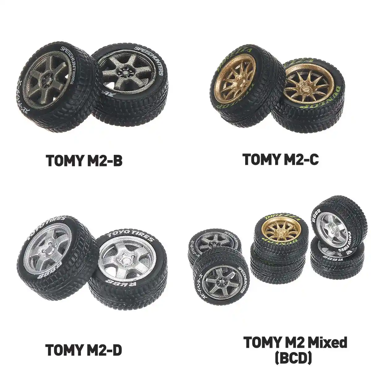 Mozzo Ruota In Gomma Modificato 1//64 Per Pneumatici Tomica Hotwheels