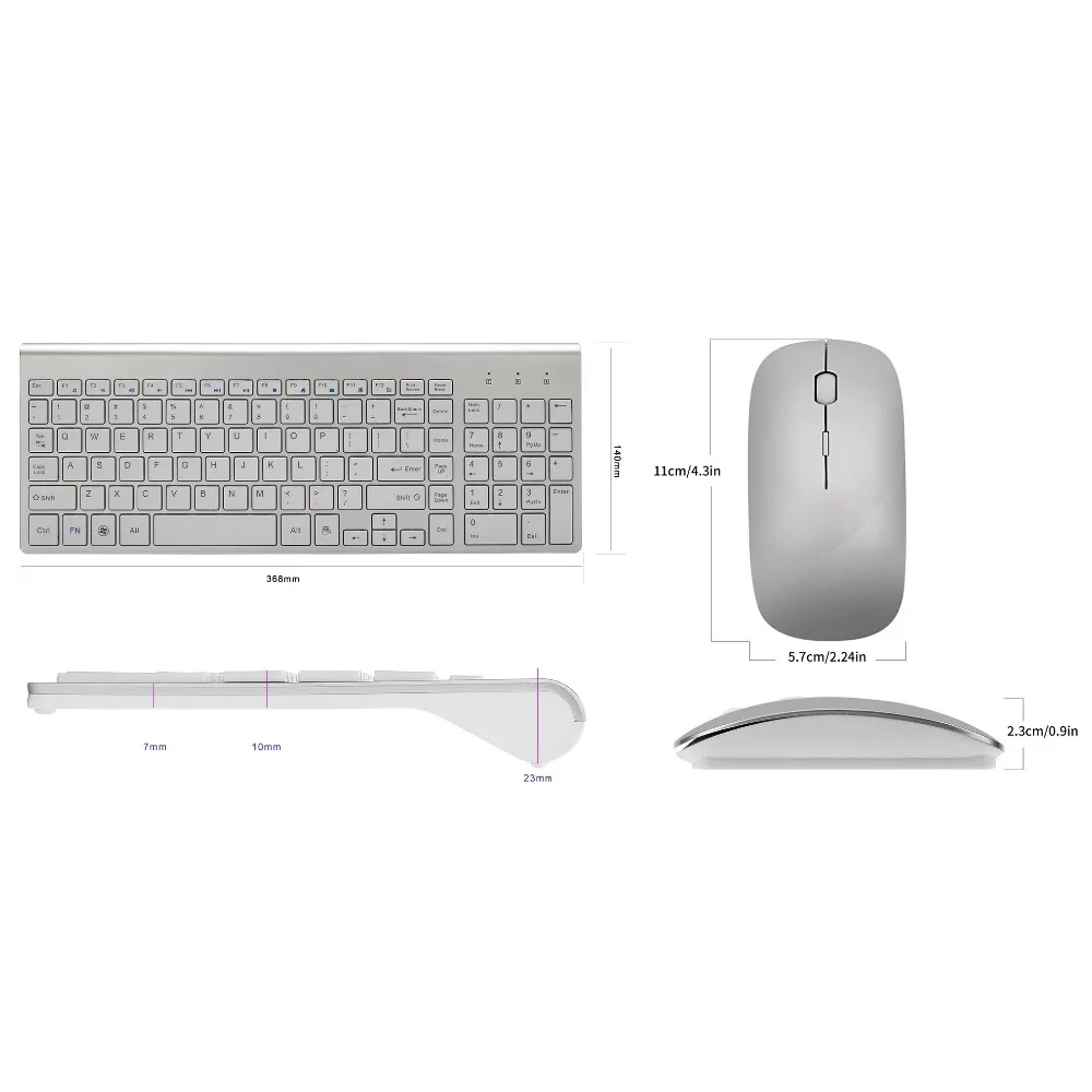  Ultra-Thin Business Wireless Keyboard and Mouse Combo 102 Keys Low-Noise Wireless Keyboard Mouse fo