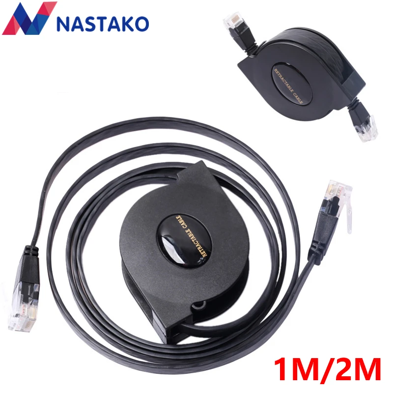 

CAT6 1000Mbps Retractable LAN Cable Ethernet Cables 1M 2M Full Copper RJ45 Retractable Network Cable Cat 6 Flat Cable Black