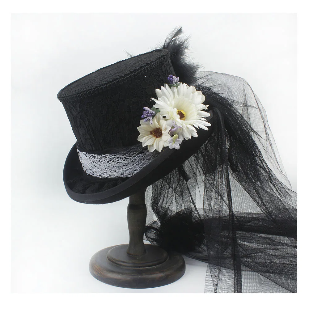 L.Z.H Cap Womens Top Hat Wool Christmas Steampunk Top Hat with Red and Green for Women Hat Color : Red, Size : 55cm L.Z.H Cap Womens Top Hat Wool Christmas Steampunk Top Hat with Red and Green for Women Hat Color : Red, Size : 55cm