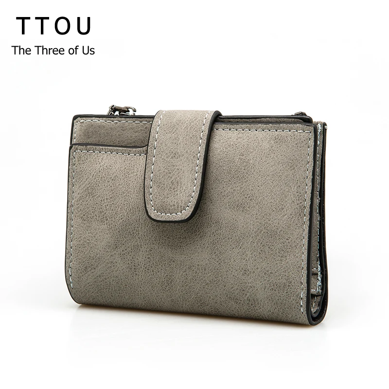 

TTOU Female Small Standard Wallet Solid Simple PU Leather Women Short Wallets Hasp Vintage Lady Girls Coins Purse Card Holder