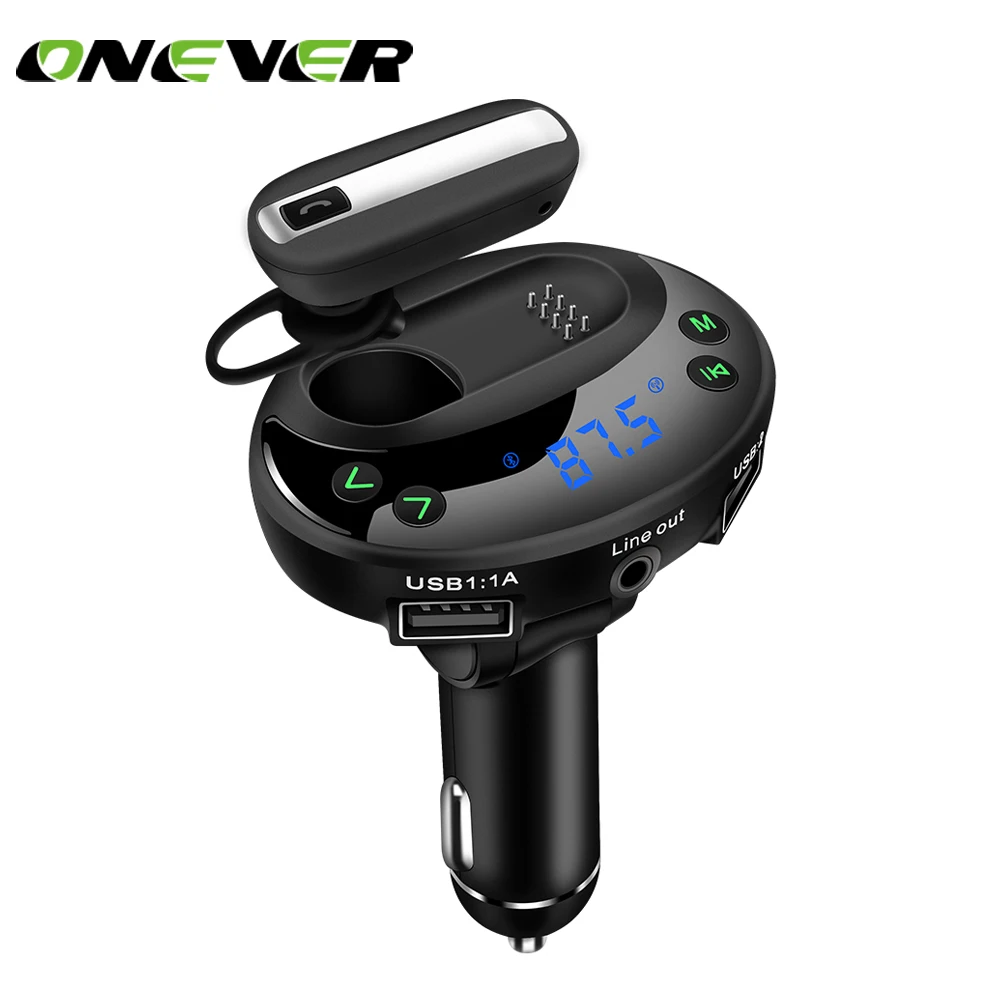 Onever Bluetooth 4.0 Car Kit Handsfree AUX Car Mp3 Player 3.1 A Car-Charger Car Bluetooth Headset Adapter Fm Transmitter