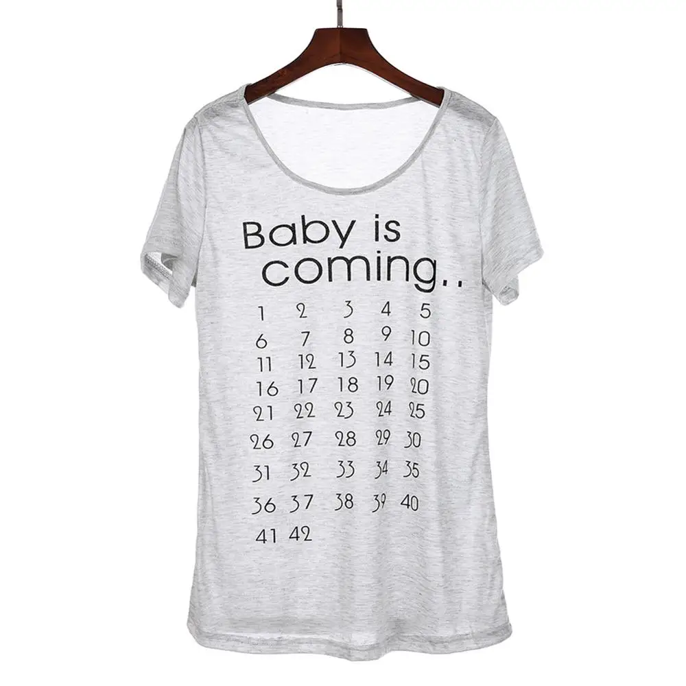 Популярная детская Футболка для беременных, футболка с календарем, одежда для мамы, Футболка для беременных