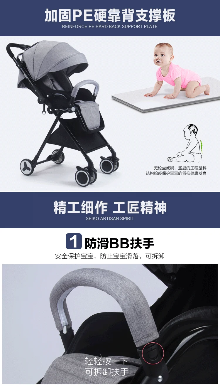 7KG Adjustable Luxury Two way Baby Stroller Portable High Landscape Reversible Pink Stroller Hot Mom Stroller Travel Pram