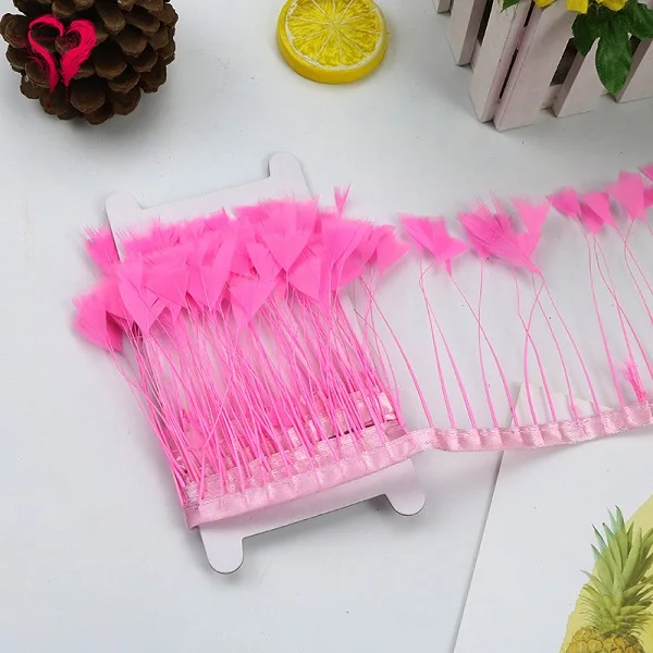 Натуральные перья индейки ширина ленты 5-10 см 2-4 дюйма окрашенные пушистые Шлейфы отделка для свадьбы карнавальный костюм одежда декоративная - Цвет: Deep Pink