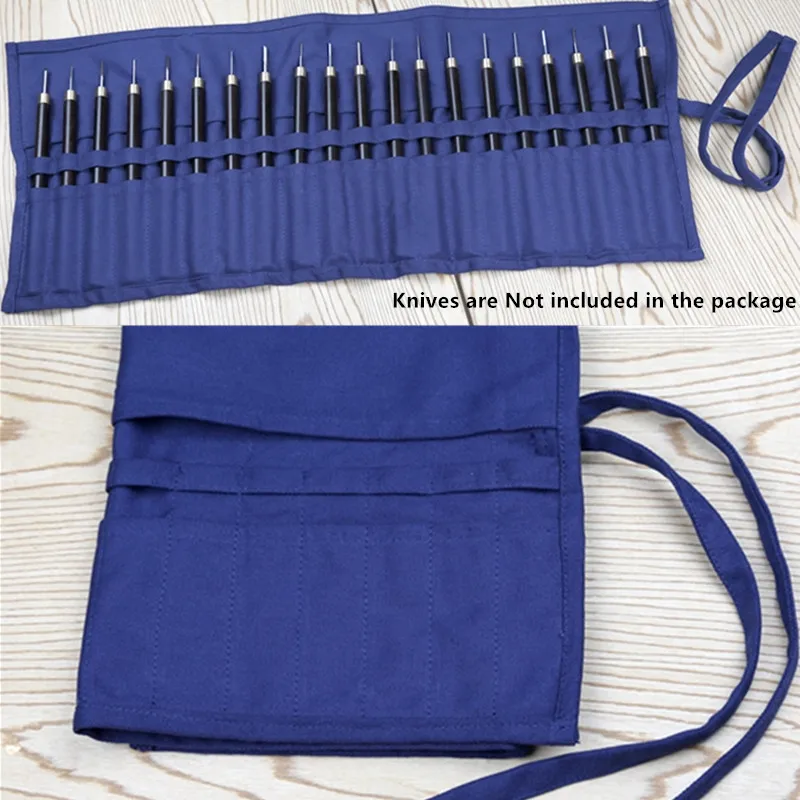 Сине-белая сумка для инструментов для резьбы на холсте, портативный чехол для хранения, нож для переноски, рулон краски, глина для лепки, чехол для деревянных работ B43
