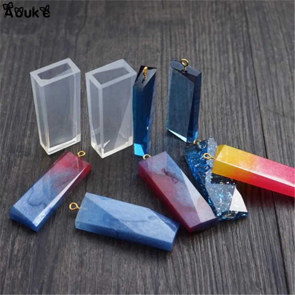 

Rectangular Irregularity Shapes Epoxy Mold Pendant Transparent Silicone Mould DIY Necklace Decoration Tools Jewelry Molds Aouke
